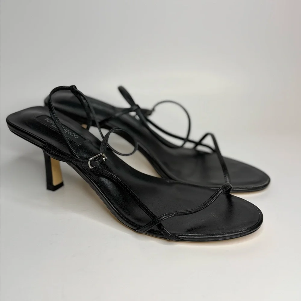 Tony Bianco Black Strappy Kitten Heel Sandals